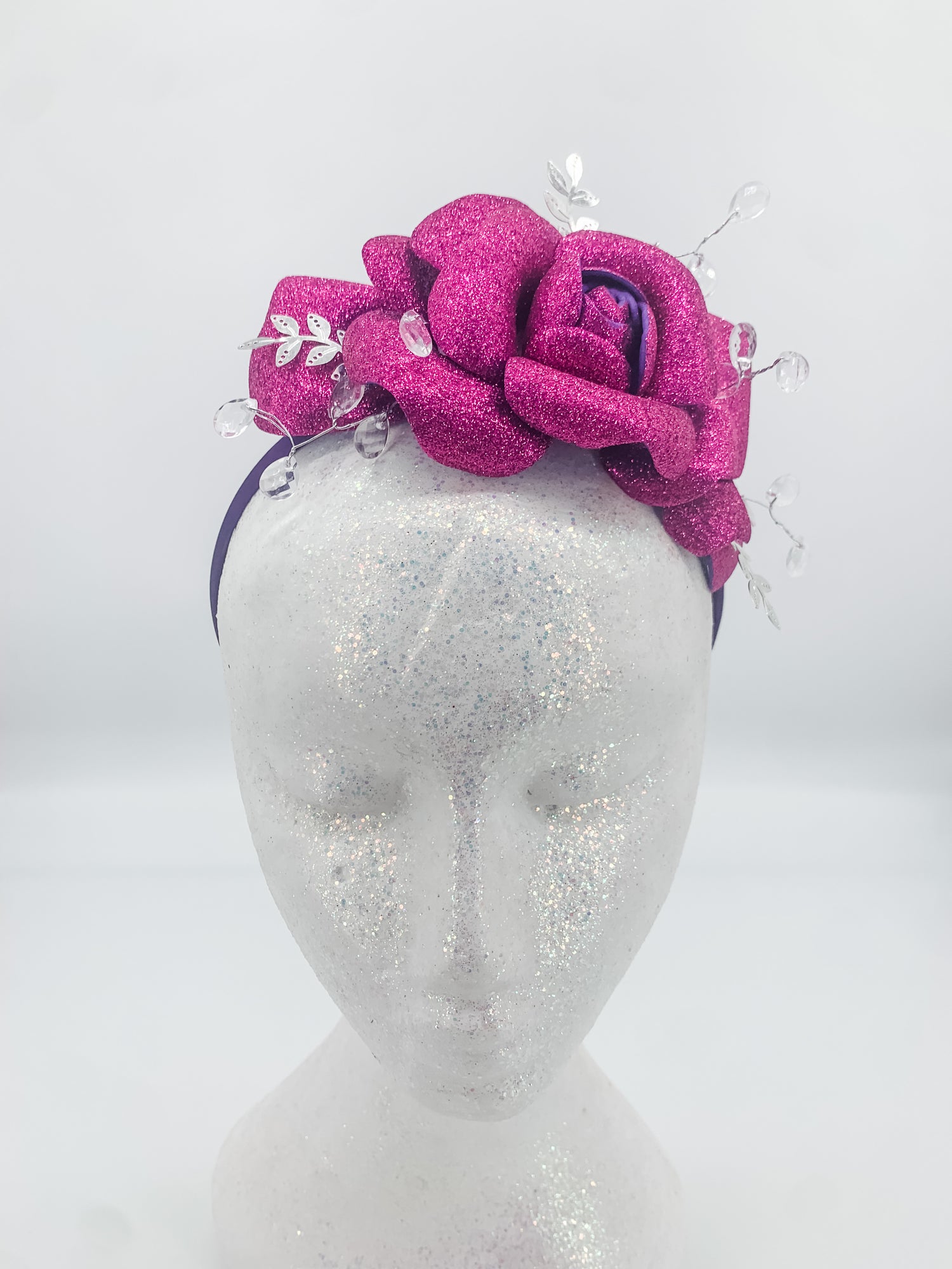 Foam Flower Fascinator- Fuchsia Rose