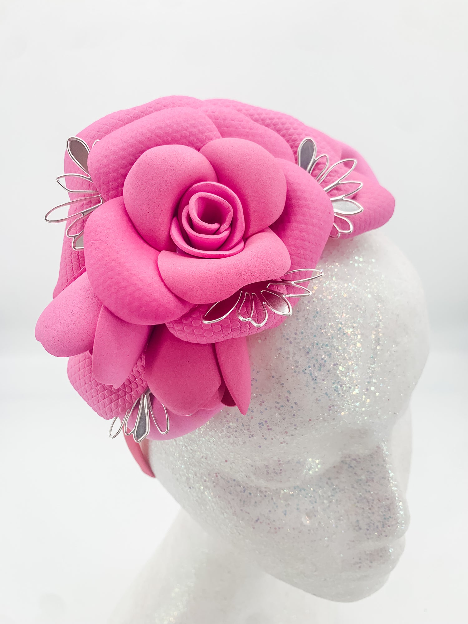 Foam Flower Fascinator-  Barbie Pink