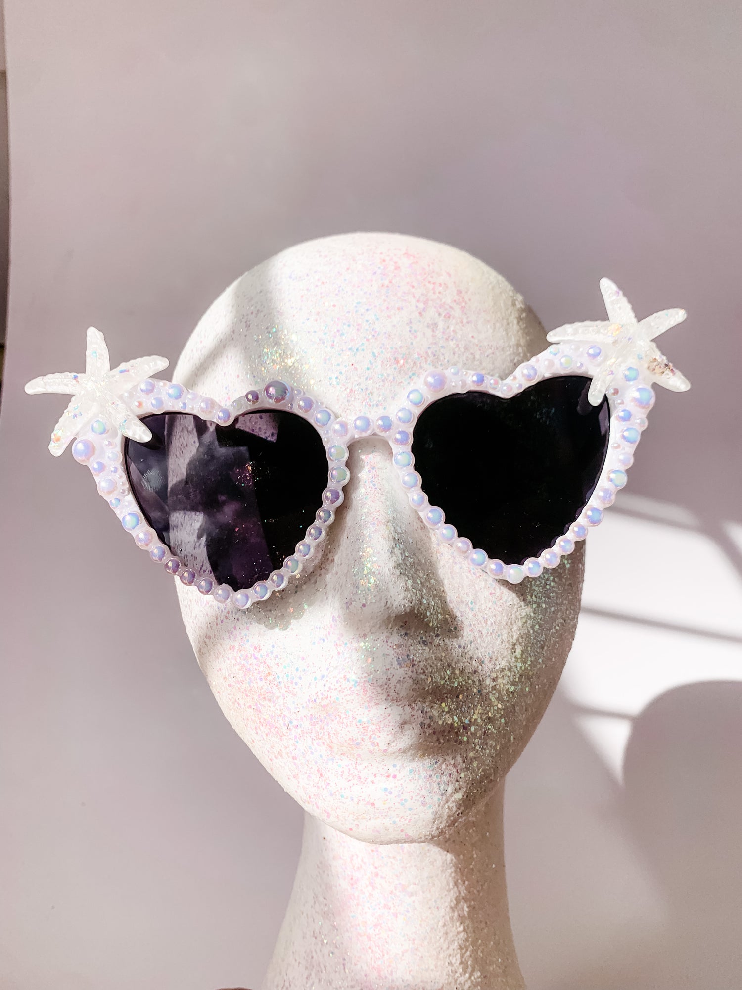 ADULTS White crystal Diamonte heart Starfish Sunglasses