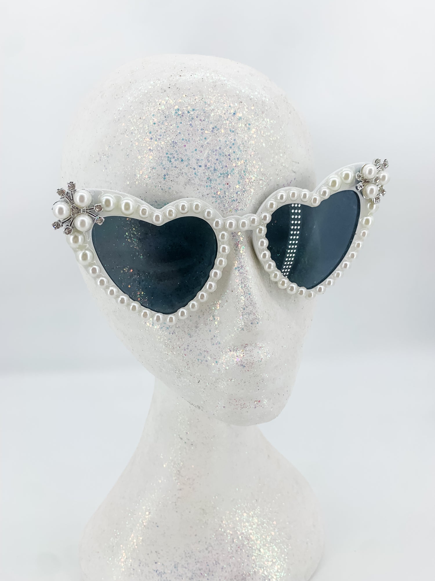 ADULT SIZE pearl cabochon embellished heart Sunglasses