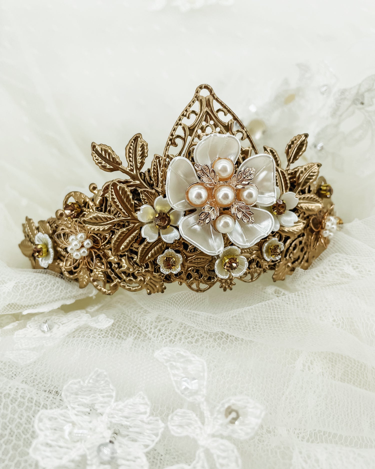 Indian elegance floral Pearl Tiara