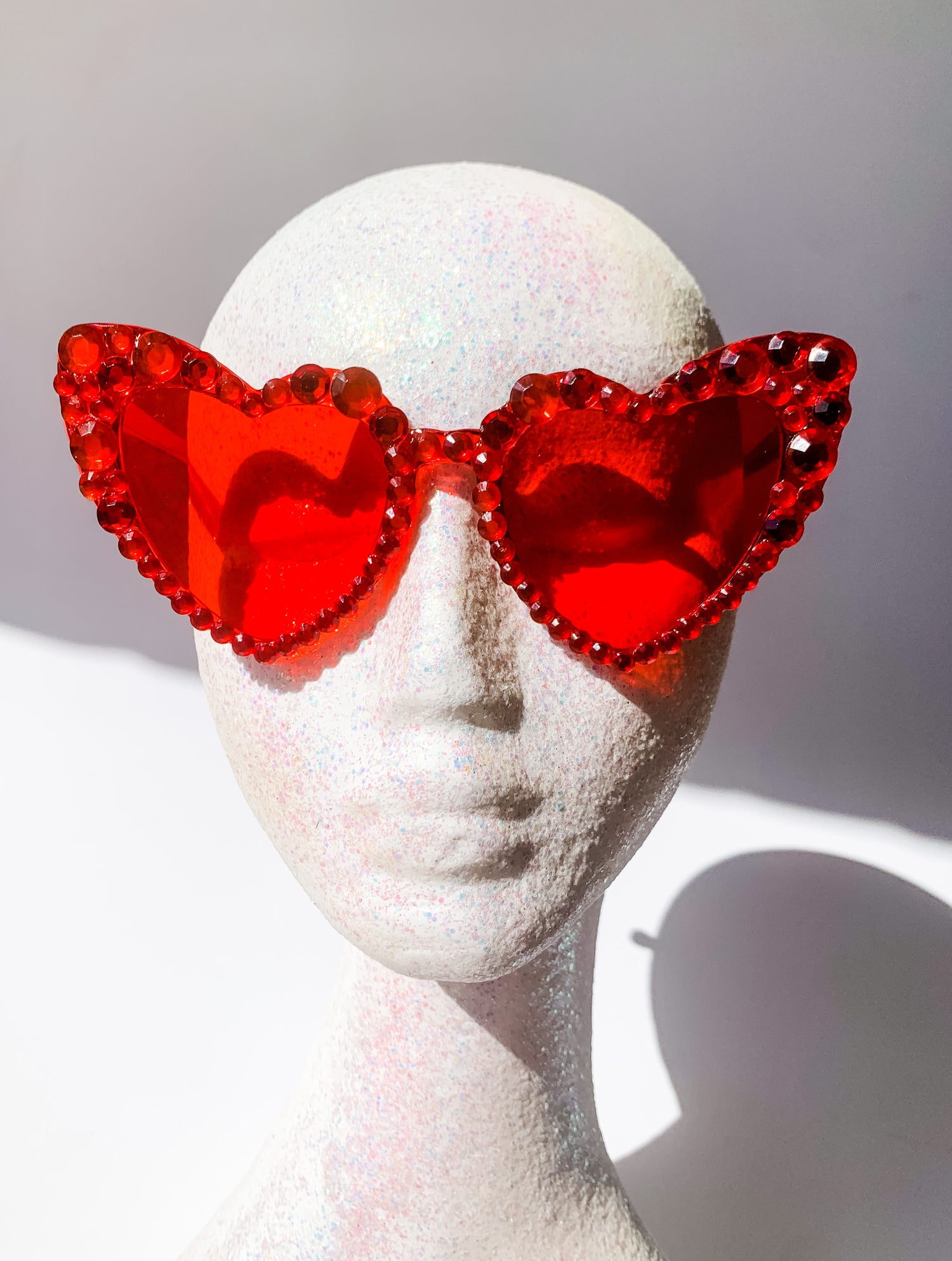 ADULTS Red diamonte heart Sunglasses